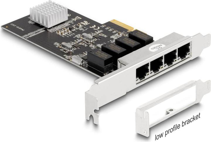 Delock Netzwerkkarte 4x RJ45 1Gbps, PCI-Express x4 (PCI Express 2.0 x4)
