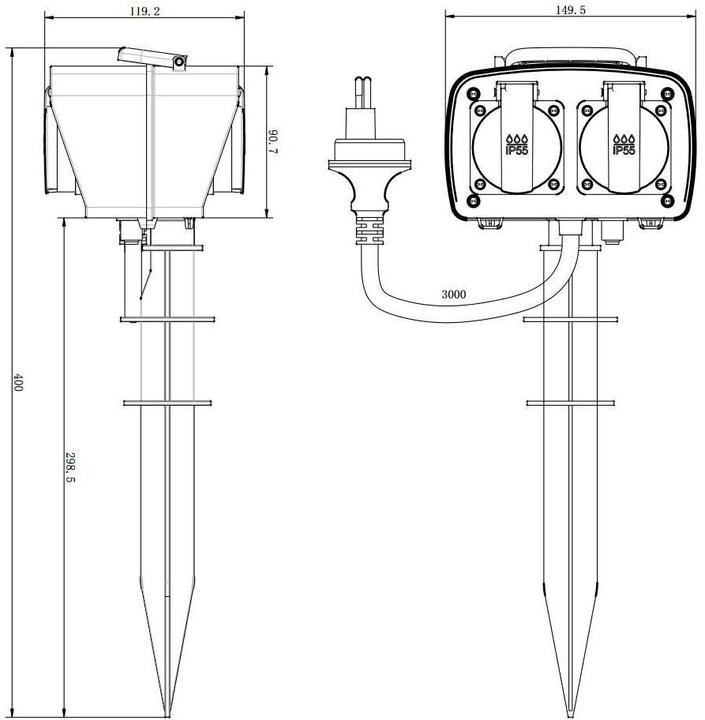 Immagine prodotto Elbro Picchetto di terra a bussola (4x, Tipo 13, 3 m)