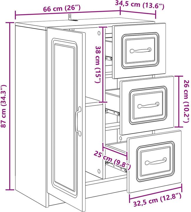 Produktbild vidaXL Sideboard-Aufbewahrung (34.50 x 34.50 x 87 cm)