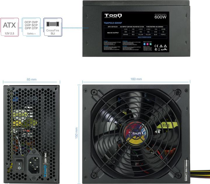 Produktbild Tooq Technology Alimentation ATX TooQ Apolo - 600W (Noir) (600 W)