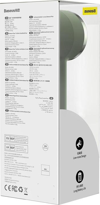 Actual product image Baseus Flyer Turbine Handheld Fan High Capacity4000mAhType-C Output Line Green (56 dB)