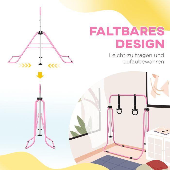 Immagine prodotto Swisshandel24 Kinder Gymnastik Turnreck 5-stufige höhenverstellbar Reckstange Stahl Rosa