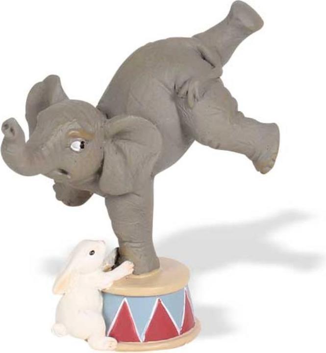 Seyko Geschenke 091065 - Ceramic figure " Elephant makes a handstand with bunny", 9 cm