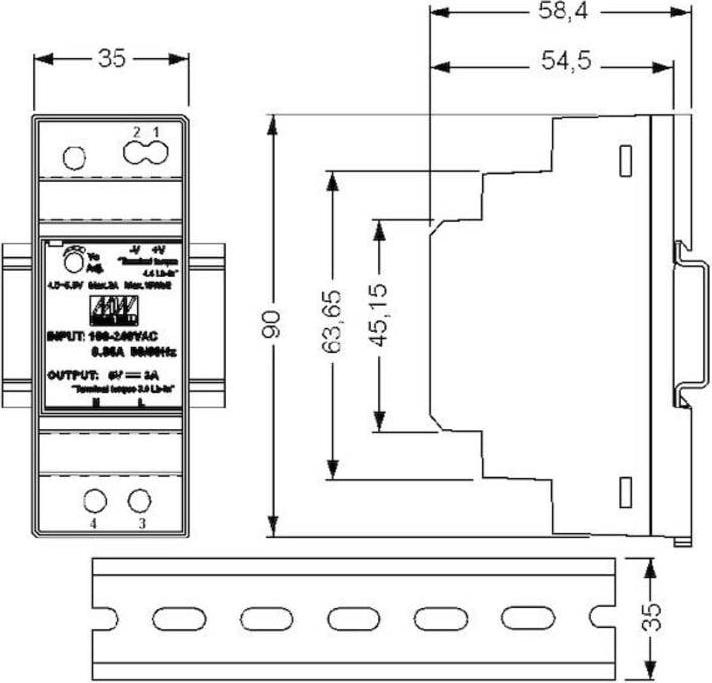 Produktbild MeanWell DIN-Schienenmontage Single Output 1-Phase Leistung: 30W