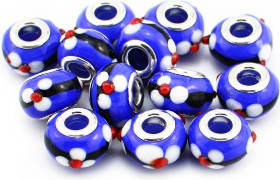 Produktbild Hermex Glas Bead versilbert 925 - Silbrig Blau (Glas, Silber 925)