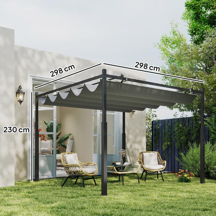 Immagine prodotto Outsunny Pergola Metall, Polyester Grau (298 cm, 298 cm)