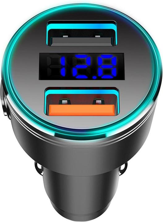 Immagine prodotto Maclean MCE375 caricatore da auto doppio con display Presa accendisigari Voltmetro in alluminio USB 1 x QC