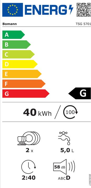 Energy Label Bomann TSG 5701 white