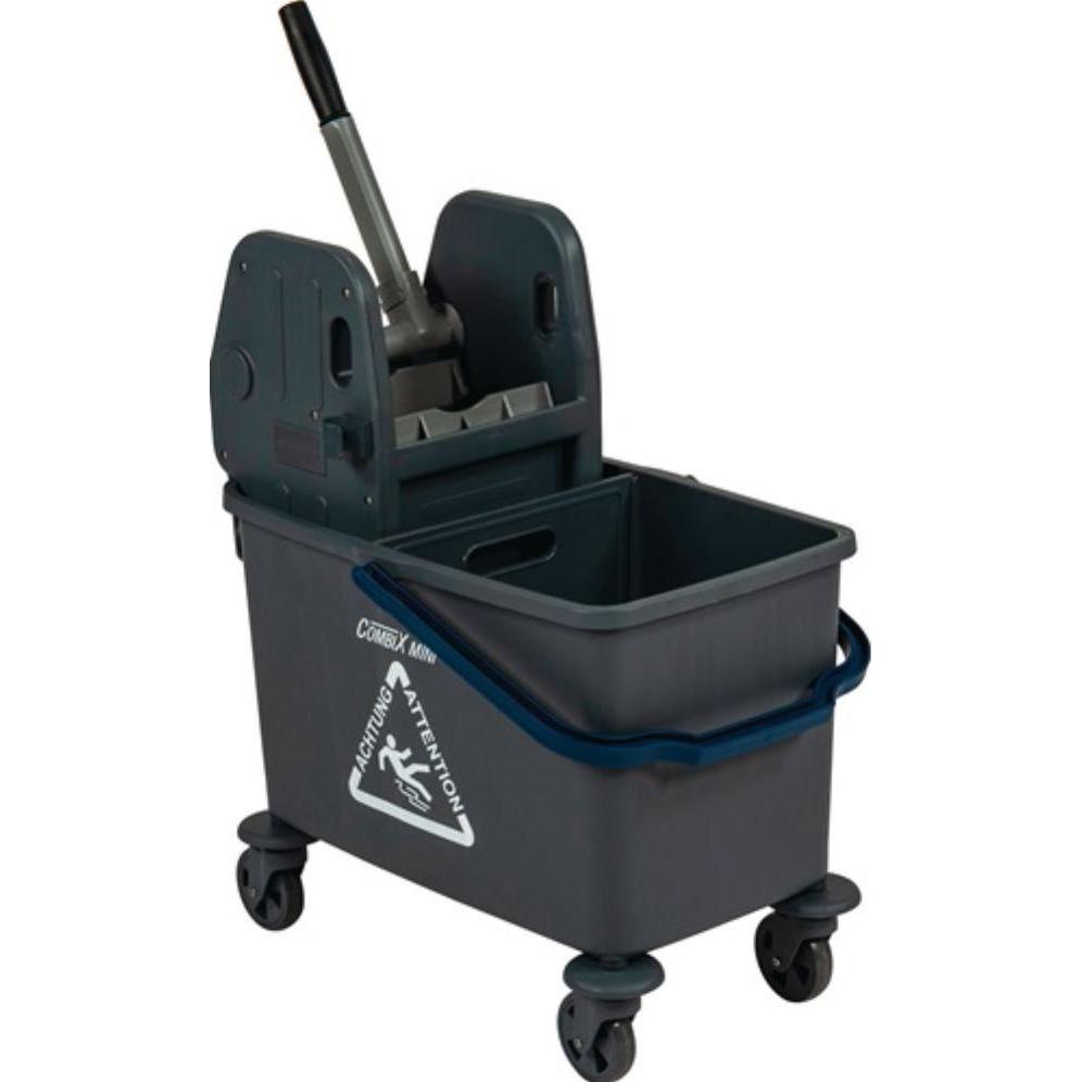 Sprintus Einfachfahreimer CombiX mini, Volumen 20 l, gummierte Lenkrollen, Reinigungsutensil, Grau