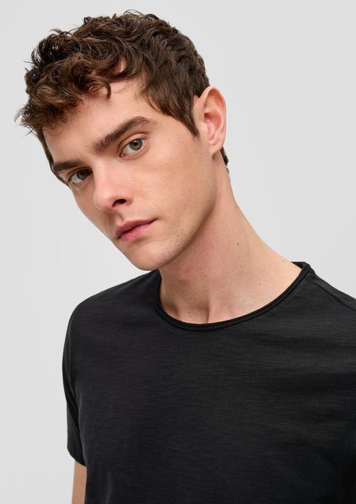 Produktbild S.Oliver T-Shirt Baumwollshirt mit Rollkante und Flammgarnstruktur (L)