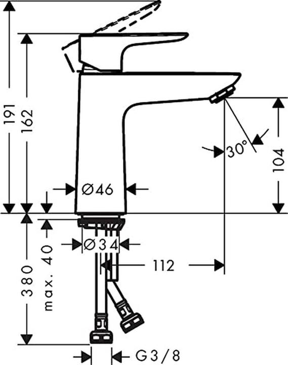 Produktbild hansgrohe Talis E Einhebel-Waschtischmischer 110 CoolStart ohne Ablaufgarnitur (mattschwarz)