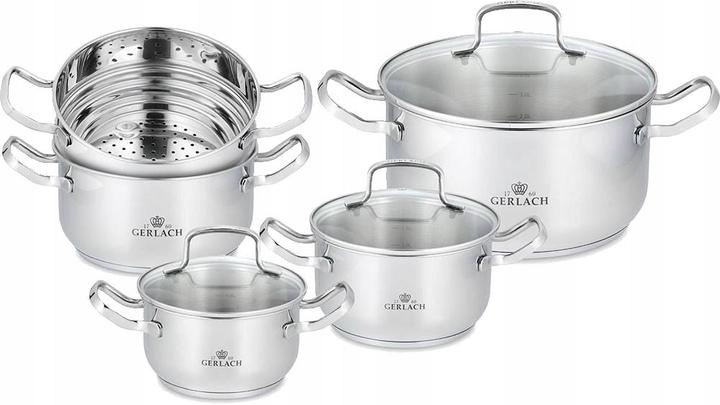 Gerlach Pot Simple 9 pc (24 cm, Pan set + pot set, Stainless steel)