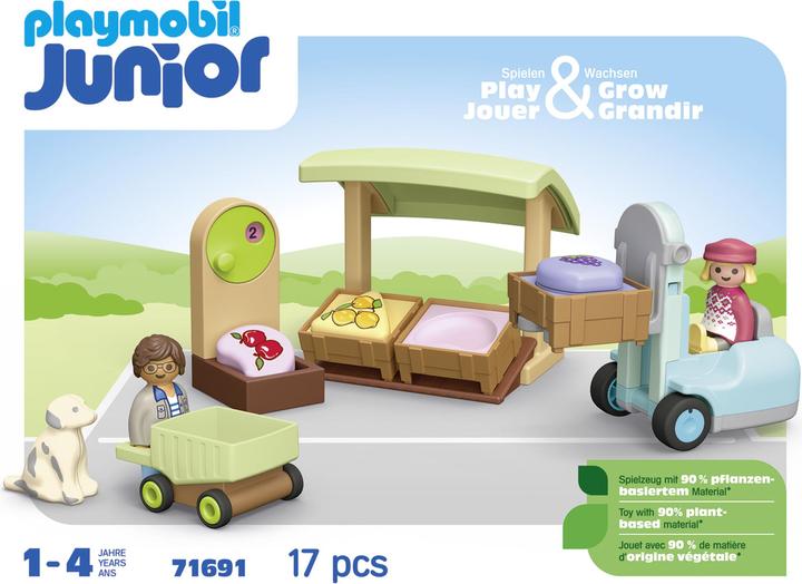 Produktbild Playmobil 71691 Playm. 1.2.3: Bio-Marktstand & Gabelstap (71691)