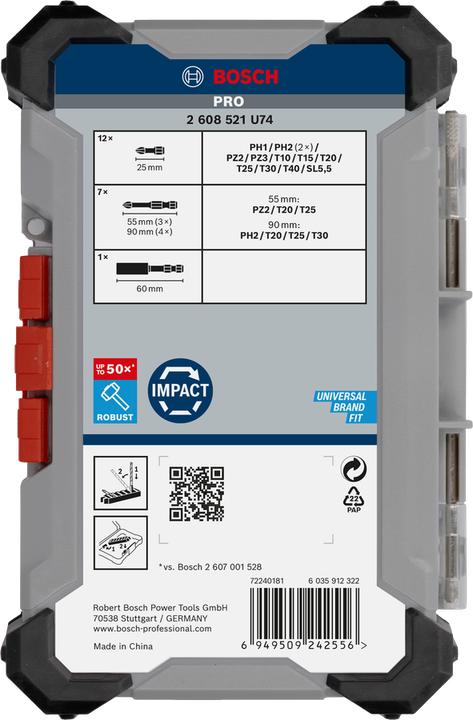 Produktbild Bosch Professional Zubehör Pro Impact Schrauberbit-Set (Innensechsrund TX, Kreuz Phillips PH, Kreuz Pozidriv PZ, Schraubschlitz)