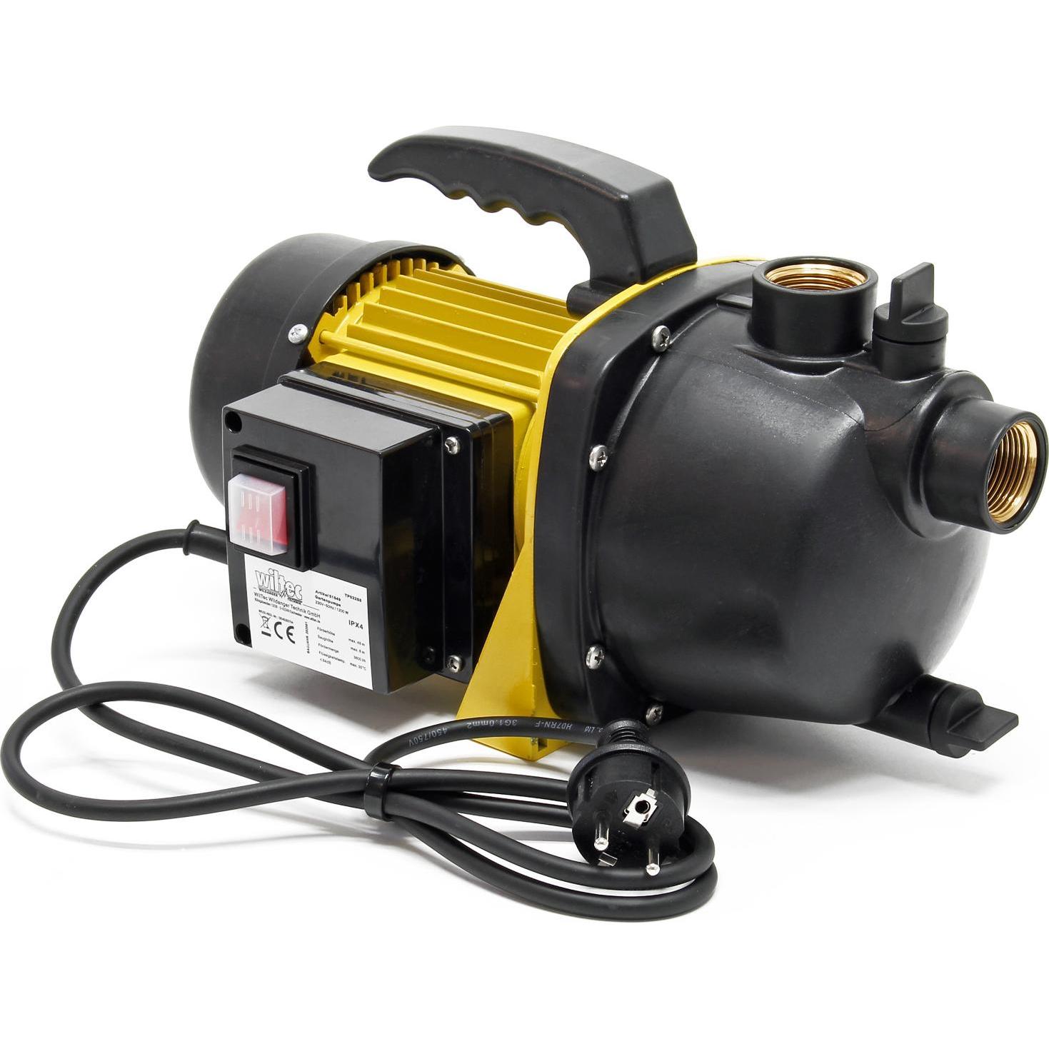 Wiltec, Wasserpumpe, Gartenpumpe 3800l/h Wasserpumpe 1200W Pumpe 4.8 bar Teich Regenwasserpumpe (Gartenpumpe)