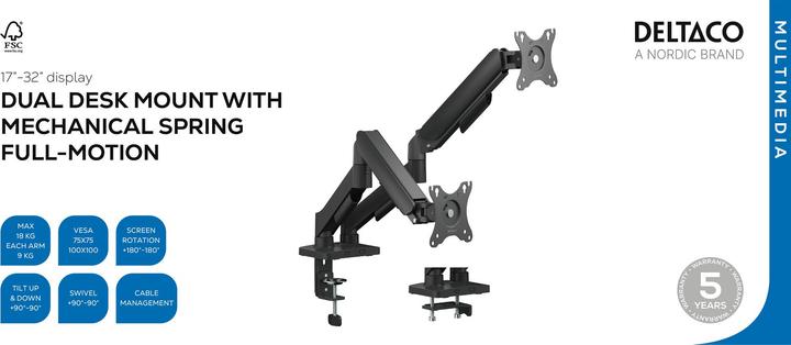 Produktbild Deltaco ARM-1300-B (Tisch, 32", 9 kg)
