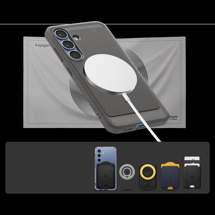 Produktbild Spigen Rugged Armor Mag MagSafe Hülle für Samsung Galaxy S25 – grau (Samsung Galaxy S25)