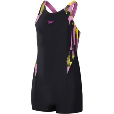 Speedo, Unisex, Badeanzug, Kid's Printed Panel Legsuit, Schwarz, (116)