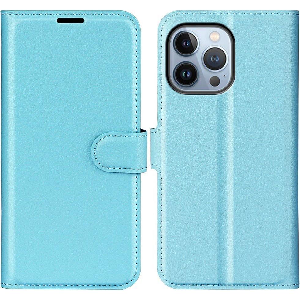 Cover-Discount iPhone 14 Pro - Leder Etui Hülle hellblau (Apple iPhone 14 Pro), Smartphone Hülle, Blau