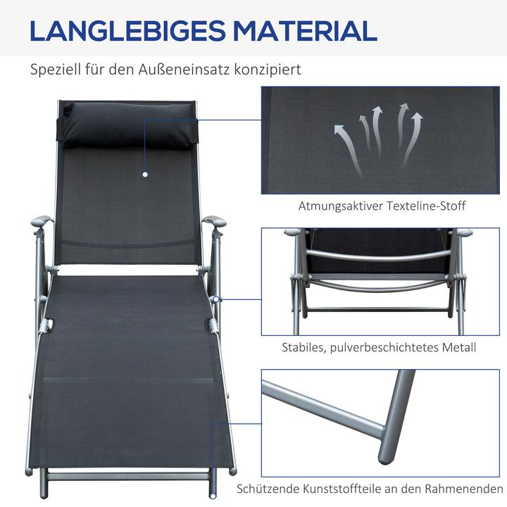 Actual product image Outsunny Garden lounger with cushion (180 cm)