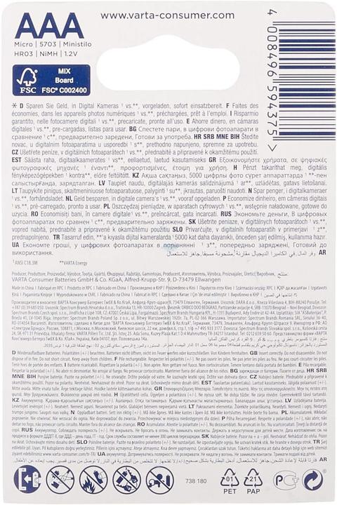 Image du produit Varta Prêt à l'emploi, 1000 mAh, 1,2 V, 5 paquets (5 pcs, AAA, 1000 mAh)