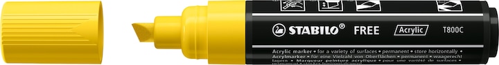 Immagine prodotto STABILO Marcatore acrilico - Acrilico FREE - Punta a cuneo T800C 4-10mm - penna singola - giallo (Giallo, 10 mm, 1 x)