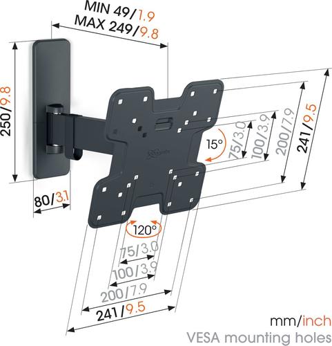 Image du produit Vogels TVM 1225 (Mur, 43", 15 kg)