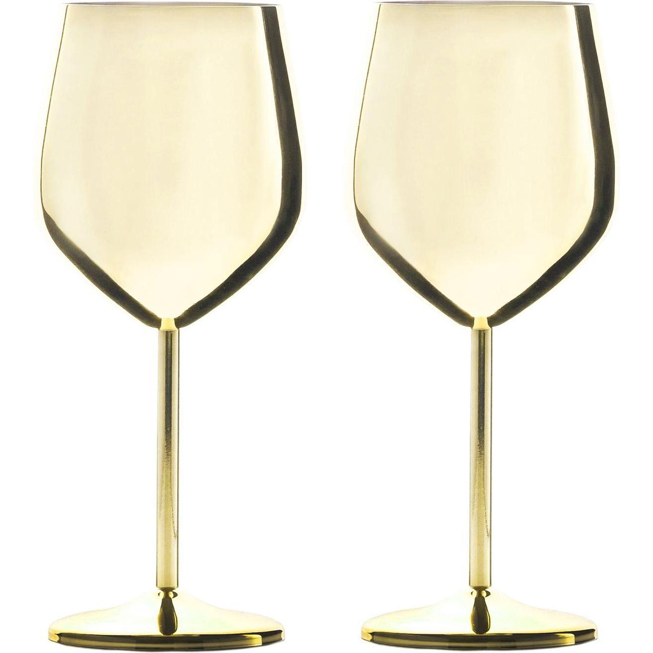Intirilife Weingläser 400 ml Bruchfest (2er-Set), Weingläser, Gold