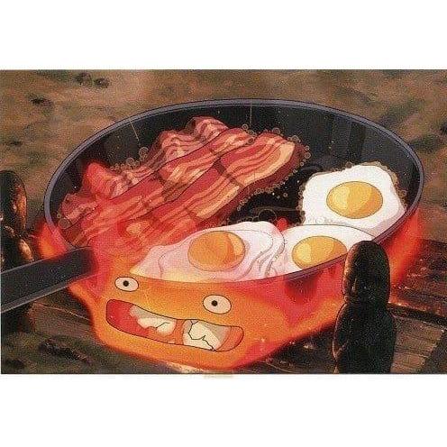 Movic, Biglietto di auguri + Carta da lettere, Le Château ambulant carte postale Calcifer bacon & egg
