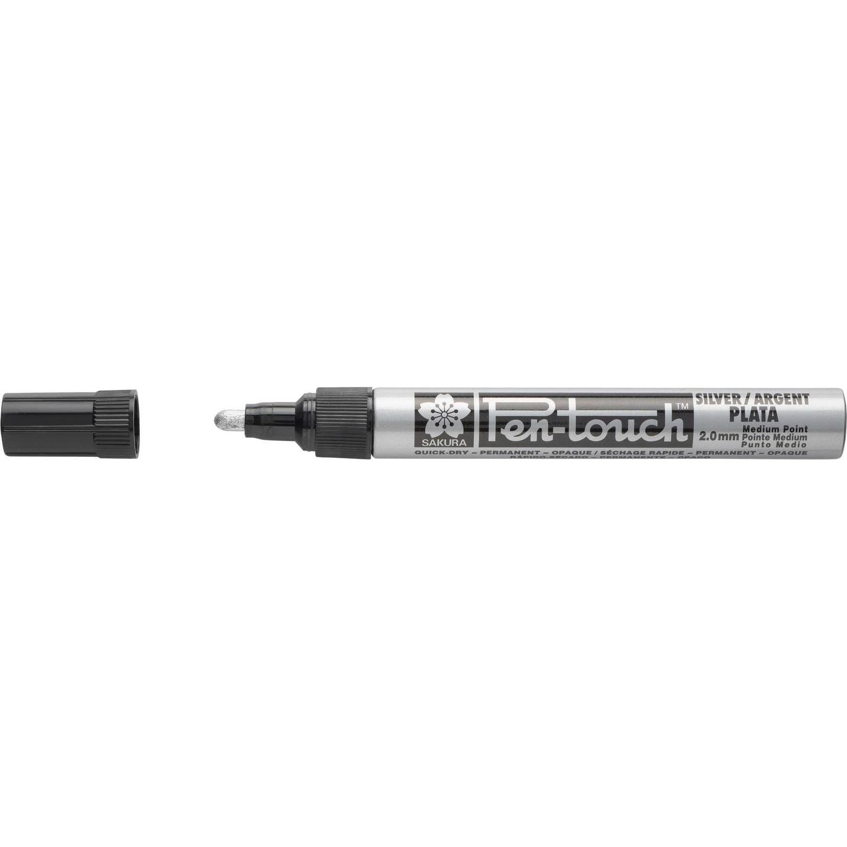 Sakura, Marker, Lackmarker Pen-Touch 2.0 mm, M, Silber (Schwarz, Silber, 2 mm, 1 x)