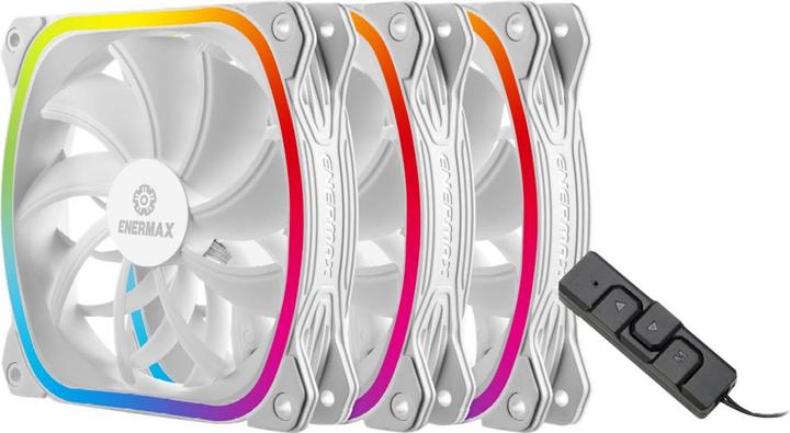 Actual product image Enermax PC Fan SquA RGB White 3-Pack with RGB Control Box (120 mm, 3 x)