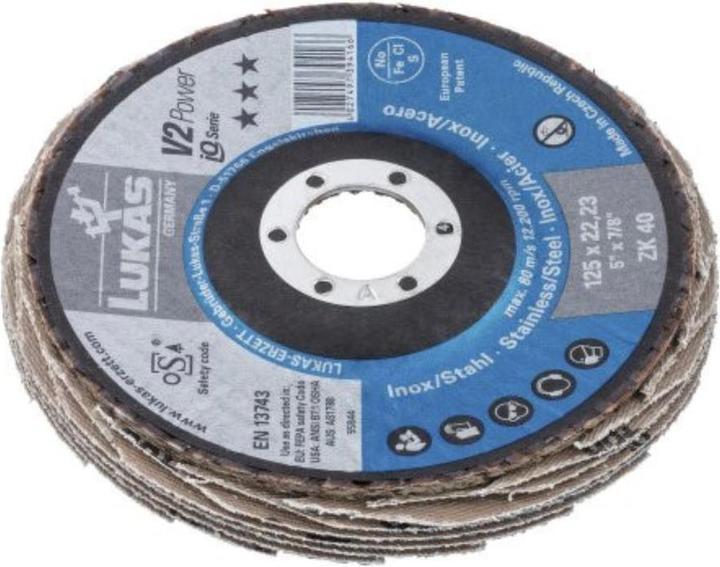 Produktbild Lukas Fächerschleifscheibe V2 POWER universal Ø 125 mm Zirkonkorund Korn 60 schräg (60)