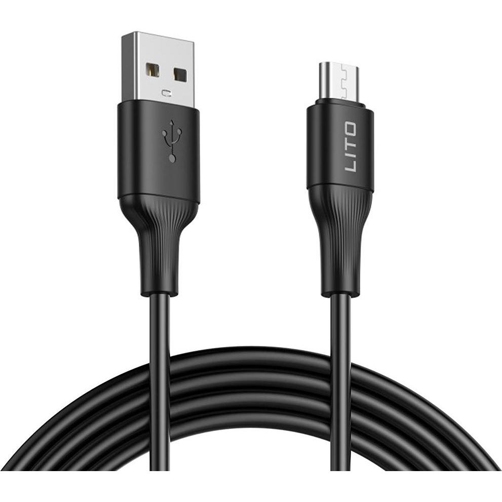 Lito - Data Cable (LD06V) - USB to Micro-USB, PVC, 1m - Black (1 m, USB 3.0), Cavo USB