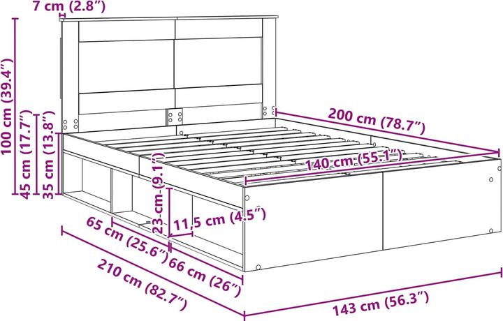 Image du produit vidaXL Moderner Bettrahmen (140 x 200 cm)