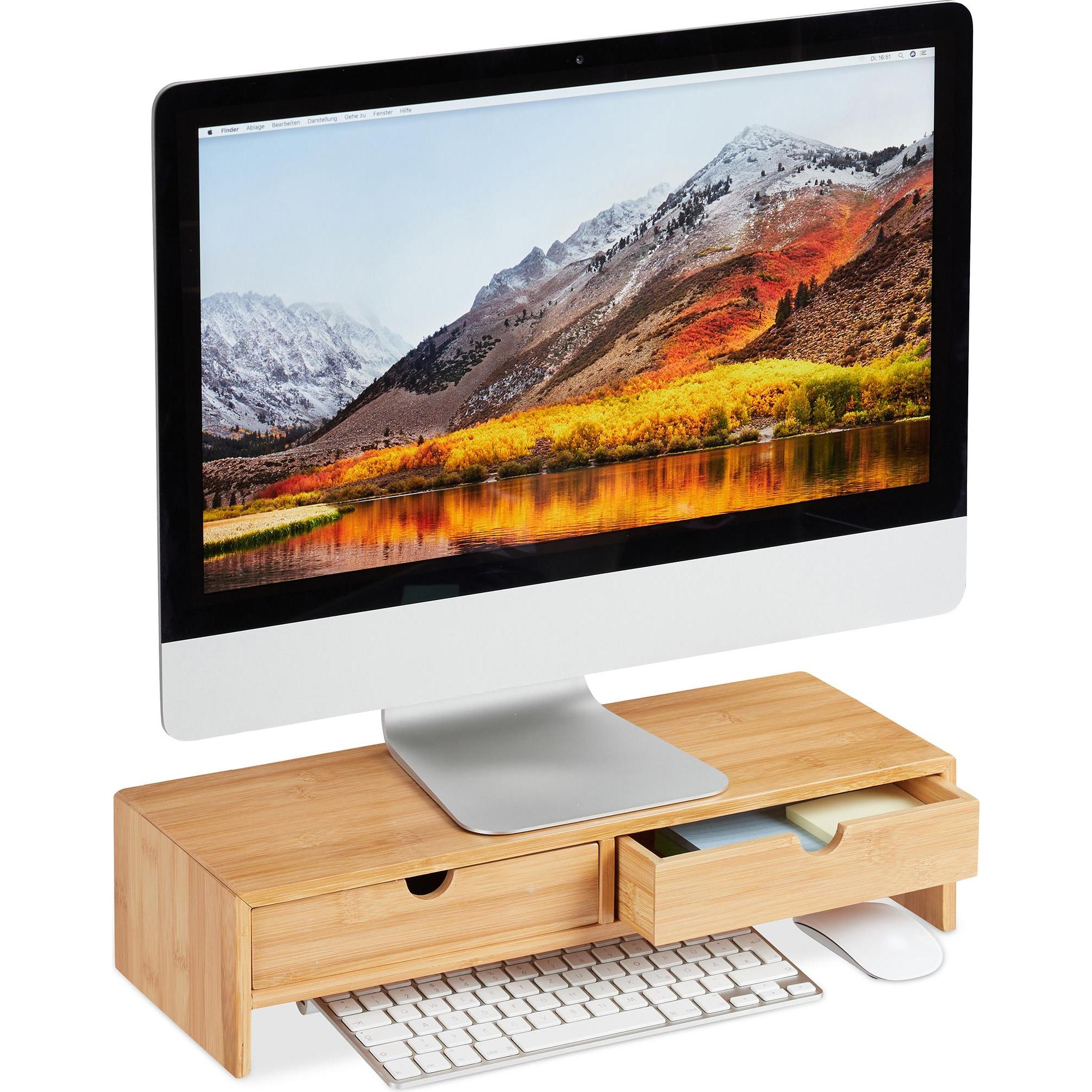 Relaxdays Monitorständer, Monitor Erhöhung, Braun
