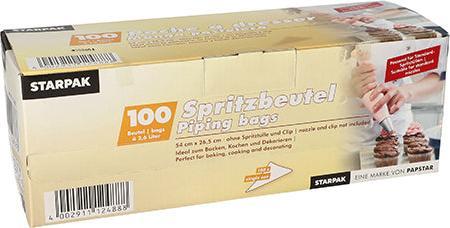Papstar Sacchetto per tubazioni in LDPE, trasparente, 2,6 l, confezione da 100 pz. (Set di sacchetti per le piping, 2600 ml)
