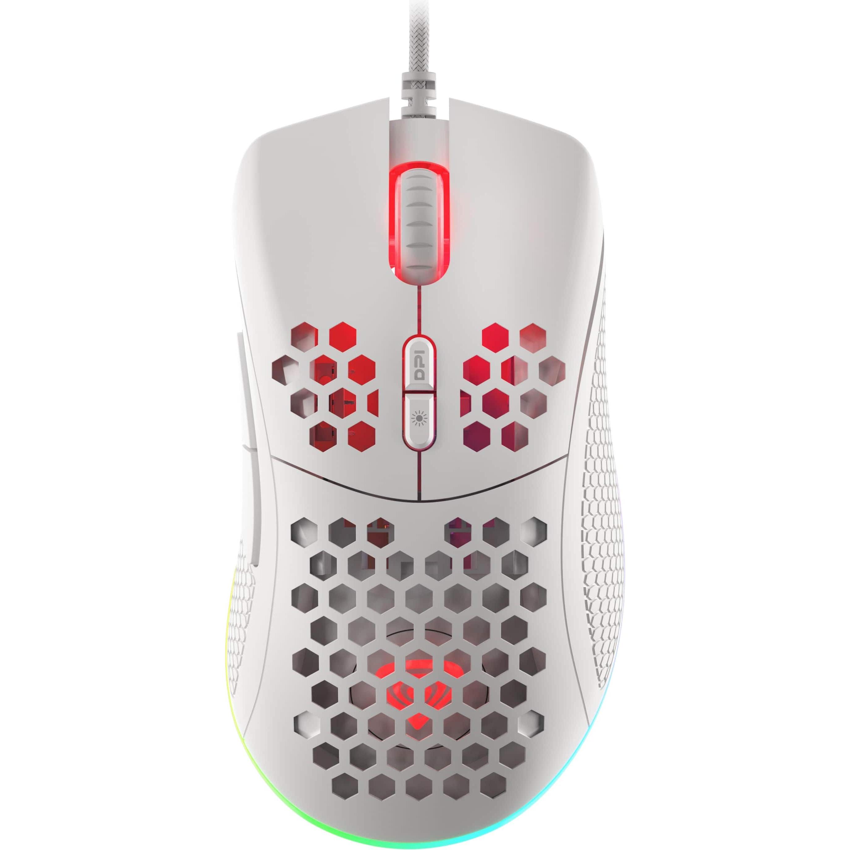 Genesis for games Krypton 555 with cable, 8000 DPI, USB 2.0, White (Kabelgebunden), Maus, Weiss