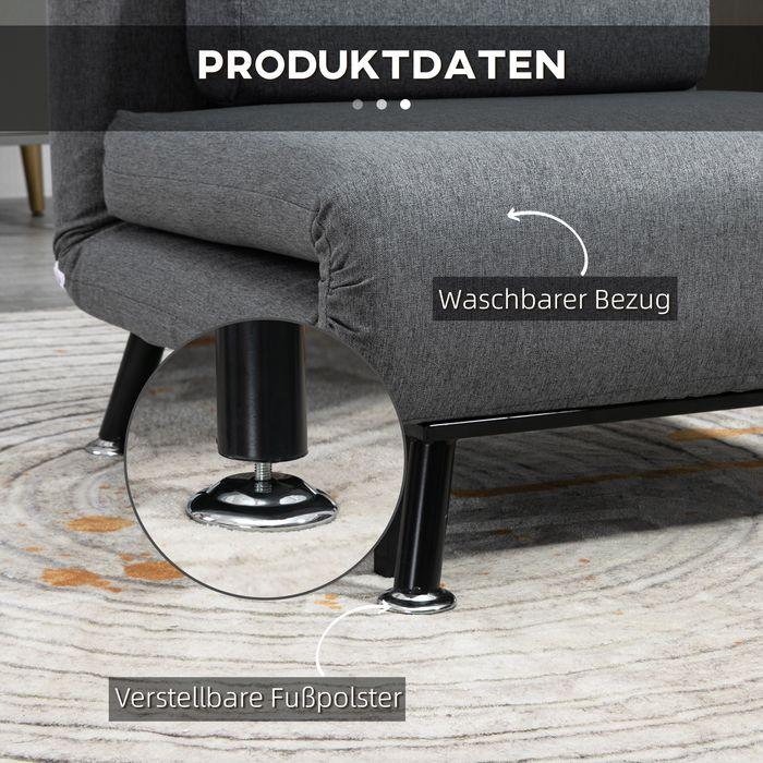 Produktbild Swisshandel24 Klappbett, Schlafsessel, neigbare Rückenlehne, Stahl, Leinenoptik, schwarz, 75x70x75cm