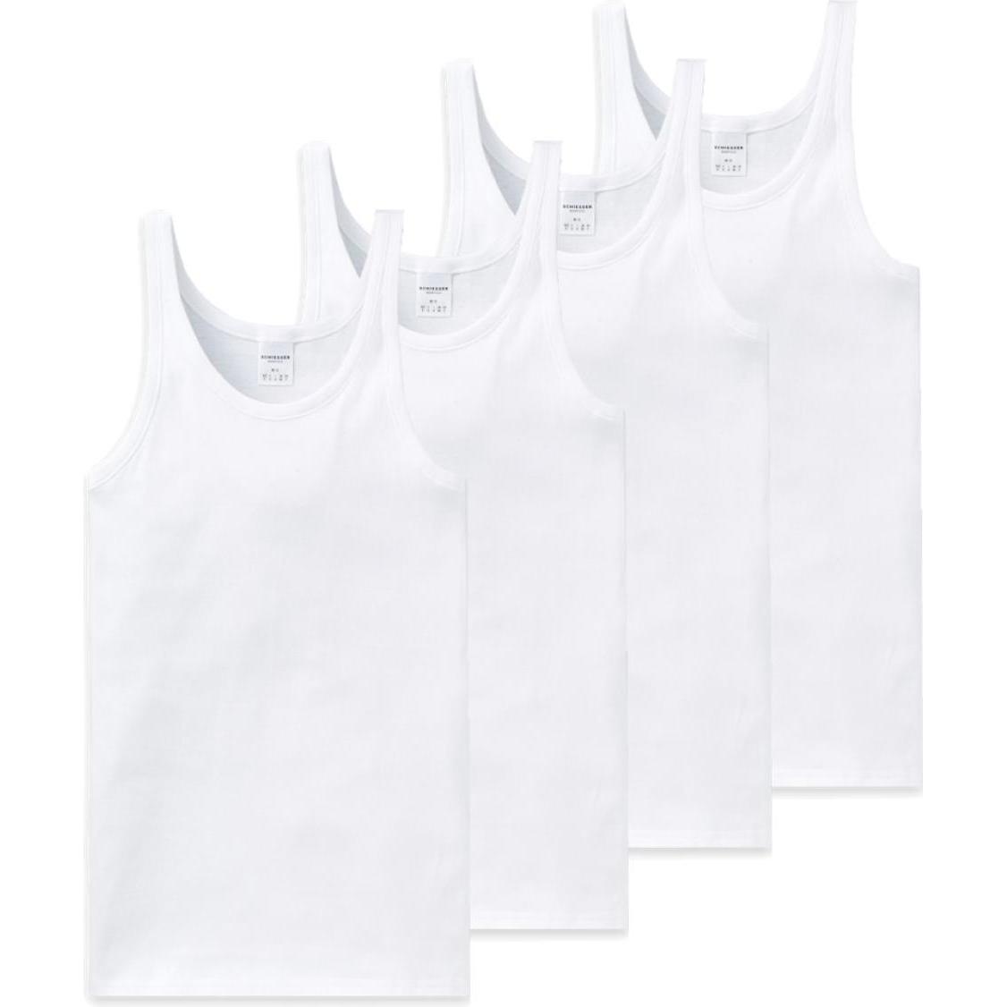 Schiesser, Herren, Shirt, 4er Pack Cotton Essentials Feinripp Unterhemd, Weiss, (M)