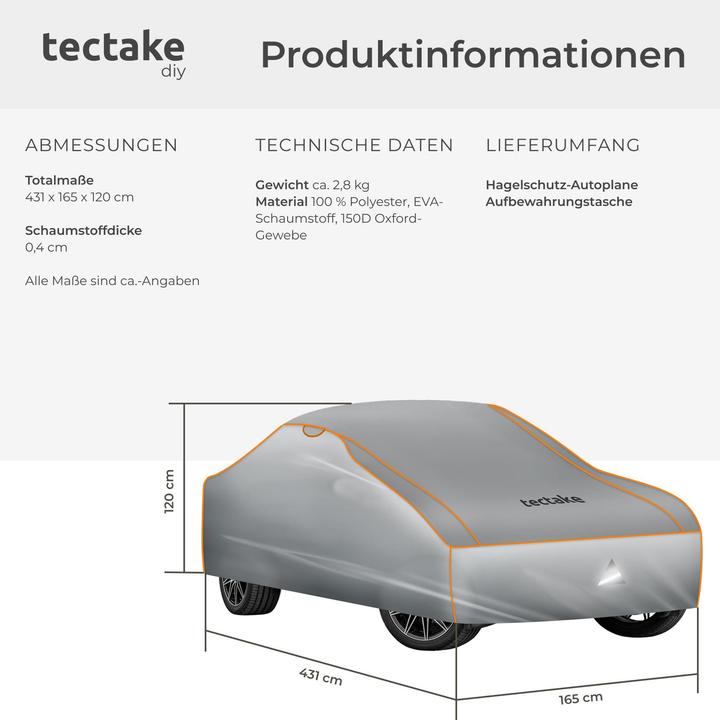 Image du produit tectake Bâche de voiture anti-grêle