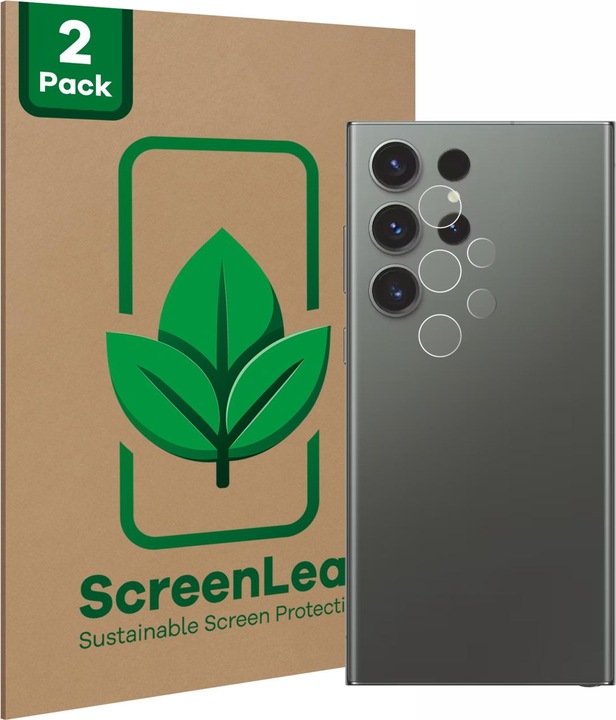 Produktbild ScreenLeaf Schutzfolie nachhaltiger Displayschutz Displayschutzfolie Folie Klar Transparent (2 Stück, Samsung Galaxy S23 Ultra)