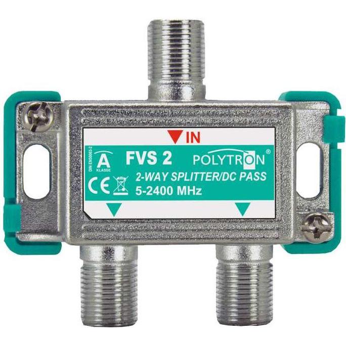 Polytron F-Verteiler 2-fach 5-2400MHz FVS 2 DC-Durchgang 3061500 (Verteiler), SAT Zubehör, Silber