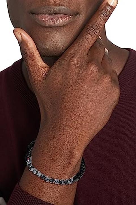 Actual product image Tommy Hilfiger Originálná kožená náramek s obsidiánem 2790473 (Leather, Stainless steel)