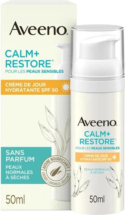 Actual product image Aveeno Calm+Restore Tagespflege SPF50 feuchtigkeitsspendend Hafer Topf 50 ml (50 ml, Face gel, SPF 50)