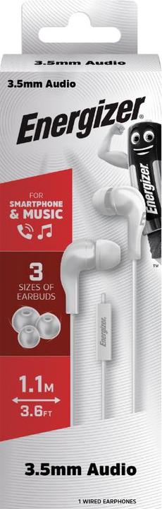 Actual product image Energizer Wired headphones - CIA5 - jack / aux 3.5 mm, white (Cable)