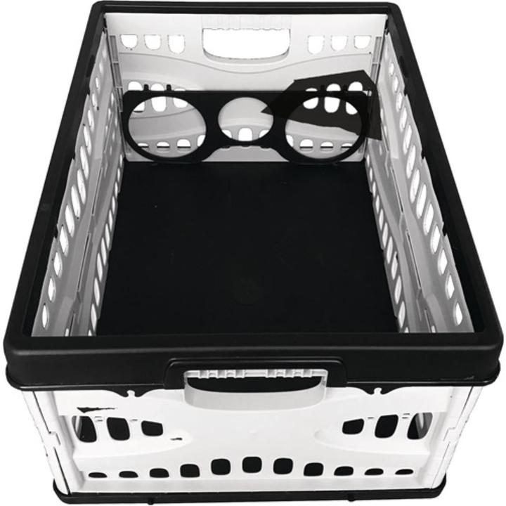 Actual product image Lockweiler Folding box L 485 x W 345 x H 230mm contents 35 L with 2 handles and bottle holder black/grey (35 l)