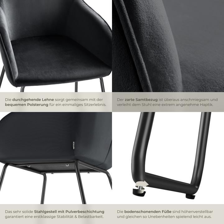 Actual product image tectake Dining chair Jeane, velvet look, cantilever frame