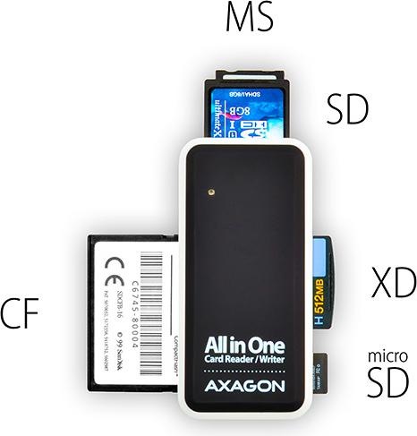 Actual product image Axagon CRE-X1 - CF - CF Type II - MMC - MMC Mobile - MMCmicro - MS Duo - MS PRO - Memory (USB 2.0)