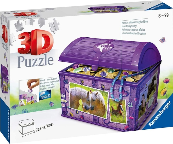 Actual product image Ravensburger 3D - treasure chest horses (216 pieces)