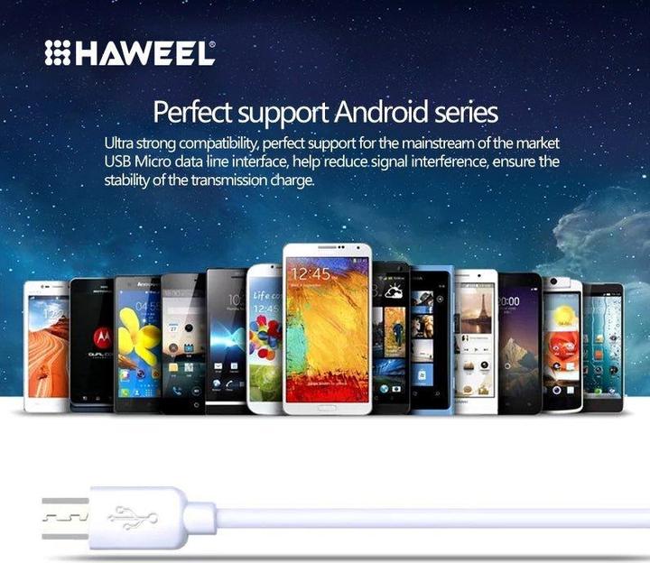 Produktbild Haweel Ladekabel Samsung Länge: 2m mit micro USB Anschluss, Weiss (2 m, USB 3.2 Gen 1)